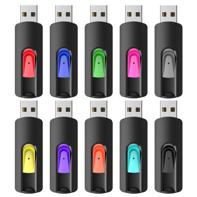 RAOYI 10Pcs 4GB USB Flash Drives Slide Retractable Memory Stick Bulk USB 2.0 Thumb Drive Jump Drive Zip Drive USB Sticks Data Storage Backup for PC Mac (4G, 10 Mixed Color)