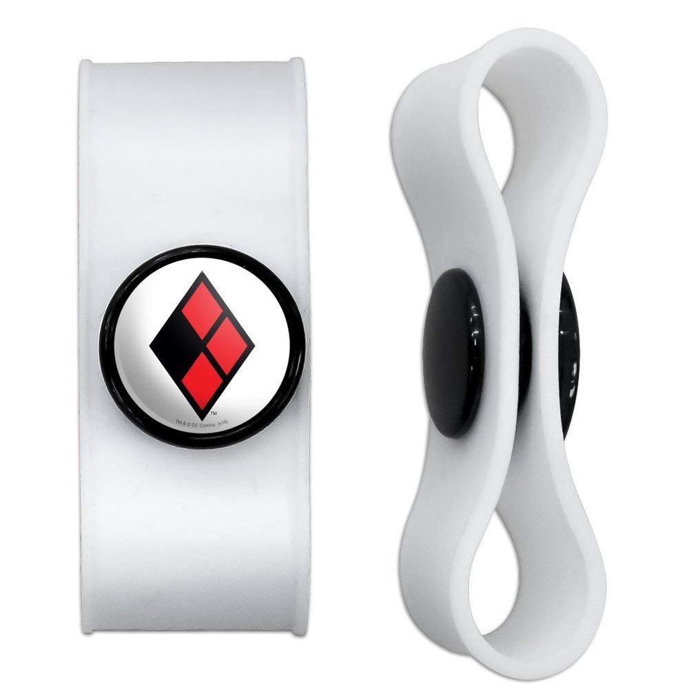 GRAPHICS & MORE Harley Quinn Diamond Logo Headphone Earbud Cord Wrap - Charging Cable Manager - Wire Organizer Set of 2 - White