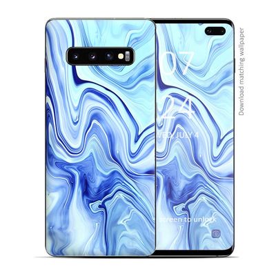 Skin Decal Vinyl Wrap for Samsung Galaxy S10 Plus - Decal Stickers Skins Cover - Blue Marble Rocks Glass