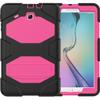 Samsung Galaxy Tab E 9.6 T560 T561 T565 Case, Three Layer Heavy Duty Soft Silicone with Built-in Kikdstand Full-Body Protection Case for Galaxy Tab E 9.6 - Rose Red view 1