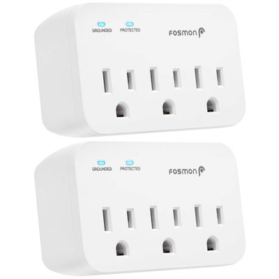 Fosmon Refrigerator Surge Protector, 3 Outlet Heavy Duty Appliance Surge Protector with High Joules for Fridge, Microwave, Washing Machine, Garage Door, 1200J, 1875 Watts, 3 Prong, ETL Listed- 2 Pack