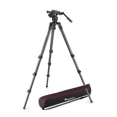 Manfrotto Nitrotech 608 Fluid Head for Video Shooting with Carbon Fiber Single Legs Tripod for DSLR, Mirrorless, Video and Cinema Camera Systems - 14 kg Payload