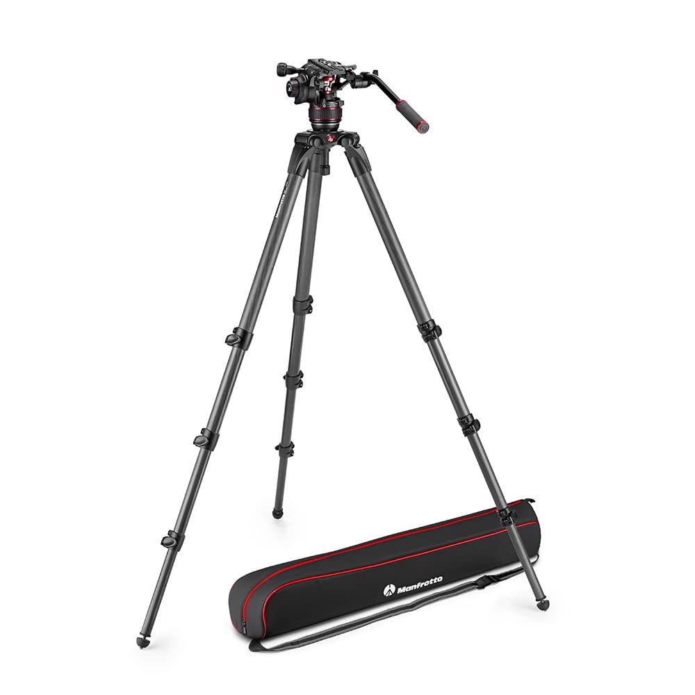 Manfrotto Nitrotech 608 Fluid Head for Video Shooting with Carbon Fiber Single Legs Tripod for DSLR, Mirrorless, Video and Cinema Camera Systems - 14 kg Payload