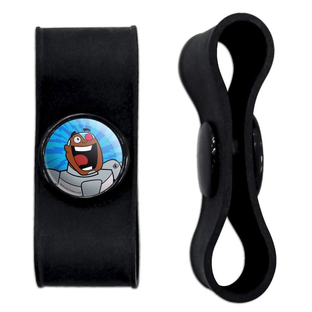 GRAPHICS & MORE Teen Titans Go! Cyborg Headphone Earbud Cord Wrap - Charging Cable Manager - Wire Organizer Set of 2 - Black