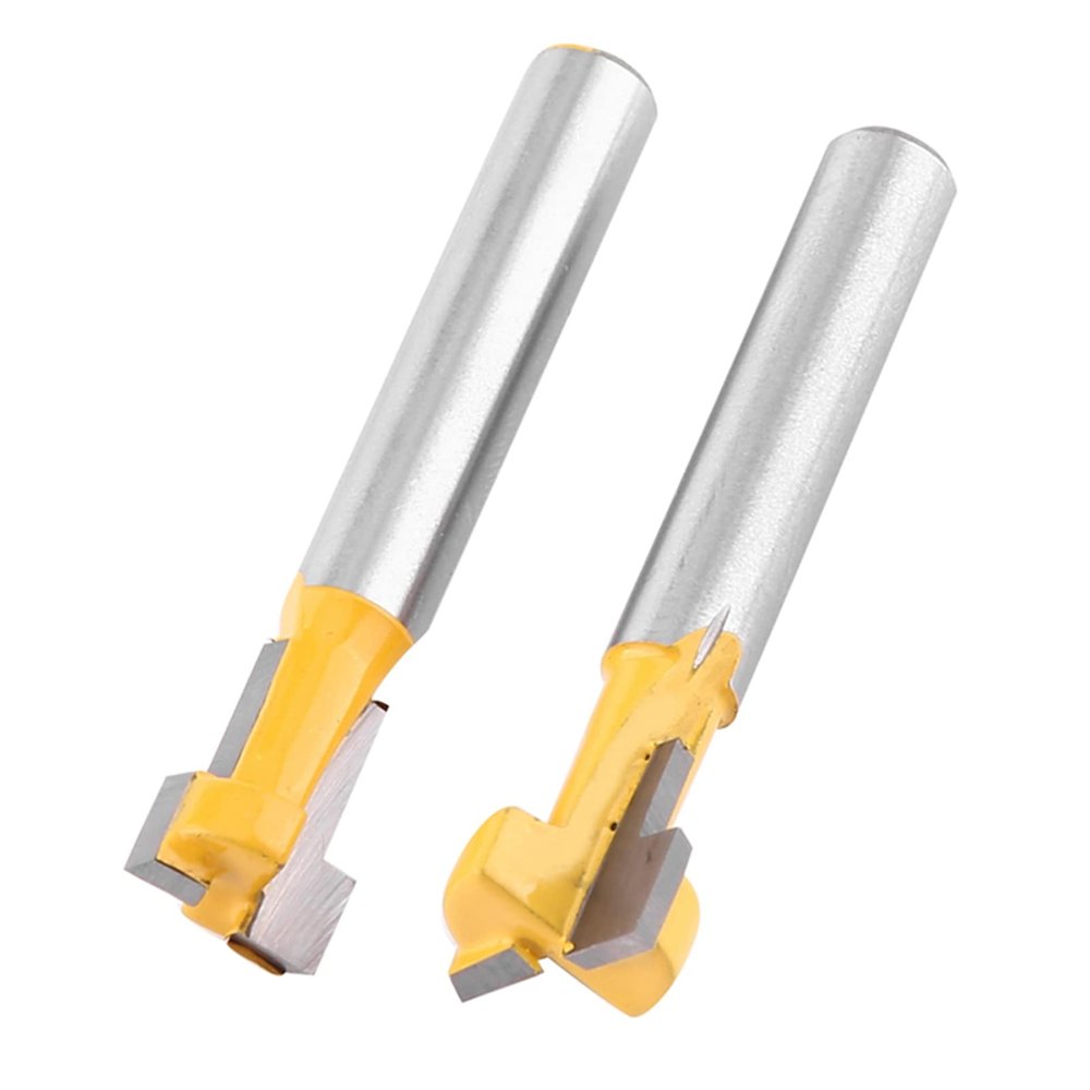 2Pcs Slot Cutters, Milling Cutter Carving, T-Slot Router Bit, Cemented Carbide Woodworking Milling Cutter Router Bit for 3/8'' & 1/2'' Cutting 1/4'' Shank
