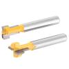 2Pcs Slot Cutters, Milling Cutter Carving, T-Slot Router Bit, Cemented Carbide Woodworking Milling Cutter Router Bit for 3/8'' & 1/2'' Cutting 1/4'' Shank view 3
