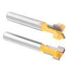 2Pcs Slot Cutters, Milling Cutter Carving, T-Slot Router Bit, Cemented Carbide Woodworking Milling Cutter Router Bit for 3/8'' & 1/2'' Cutting 1/4'' Shank view 4