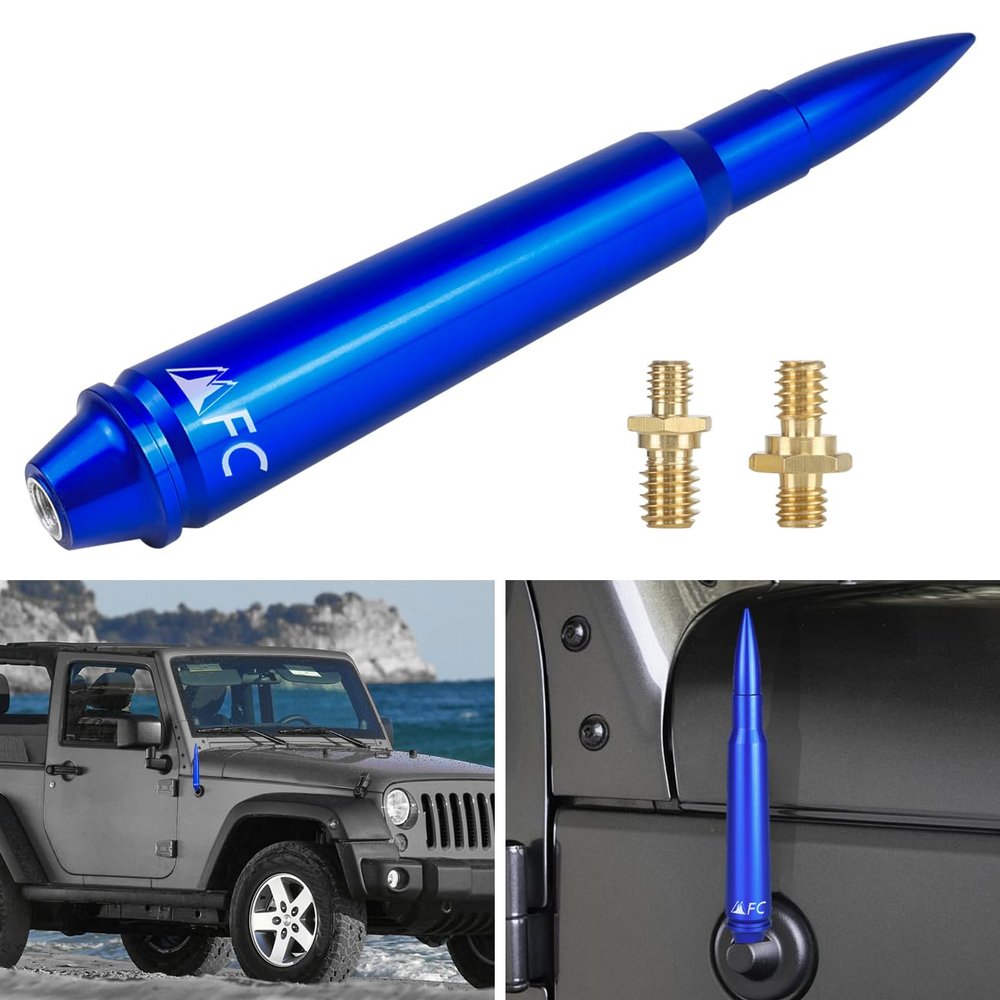 5.7" Blue Antenna Heavy Gauge Billet Aluminum Antenna Replacement Compatible with for Jeep Wrangler JK JL TJ Gladiator JT 1997-2024