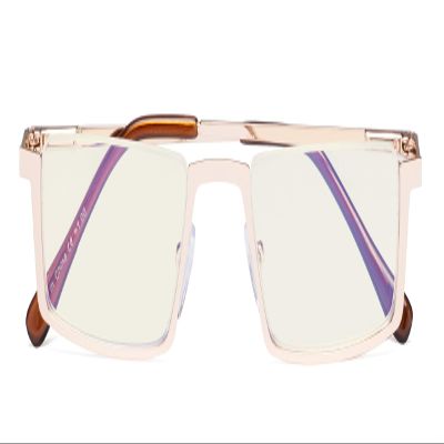 CessBlu Blue Light Filter Glasses Men Women Reading Computer Half-rim Reader Eyeglasses(Gold) +0.5