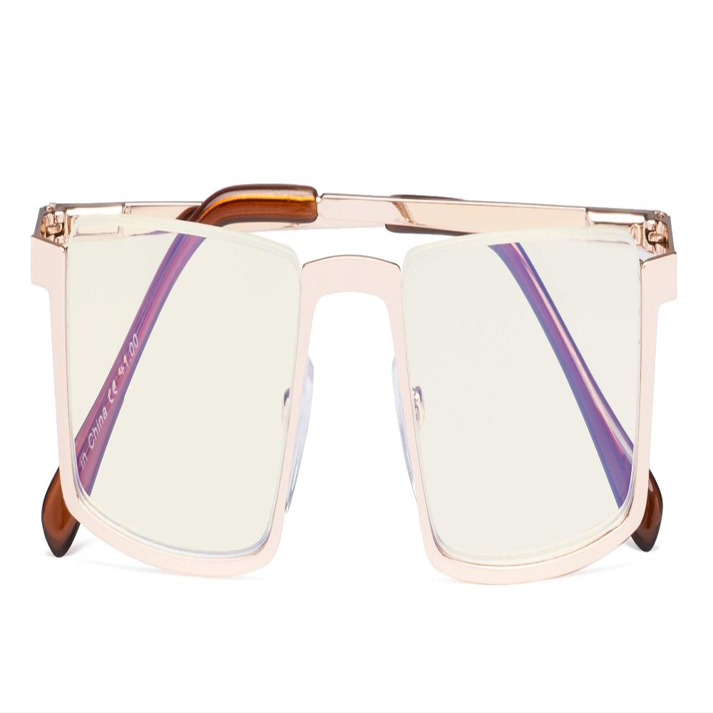 CessBlu Blue Light Filter Glasses Men Women Reading Computer Half-rim Reader Eyeglasses(Gold) +0.5