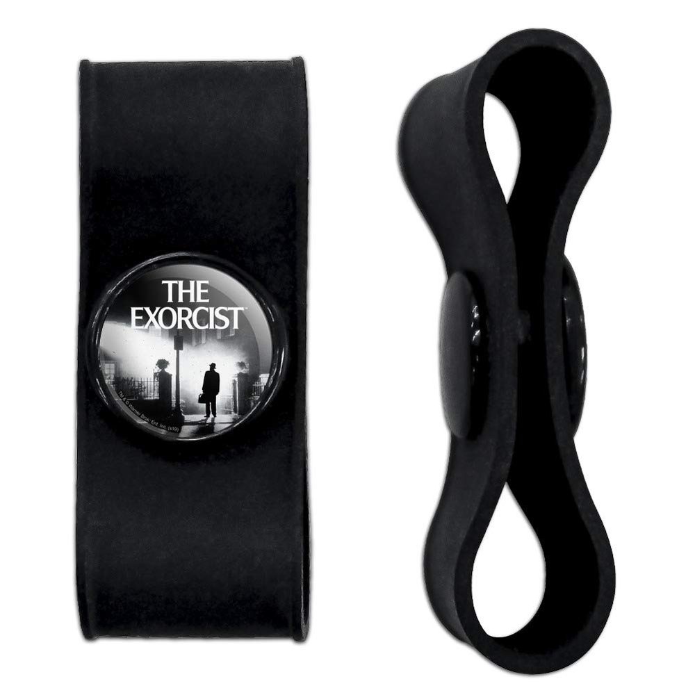 GRAPHICS & MORE The Exorcist Logo and Silhouette Headphone Earbud Cord Wrap - Charging Cable Manager - Wire Organizer Set of 2 - White