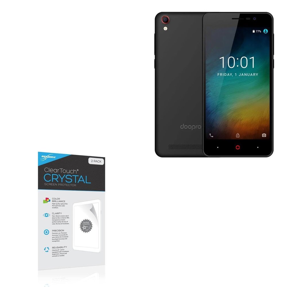 BoxWave Screen Protector Compatible With Doopro P3 - ClearTouch Crystal (2-Pack), HD Film Skin - Shields From Scratches