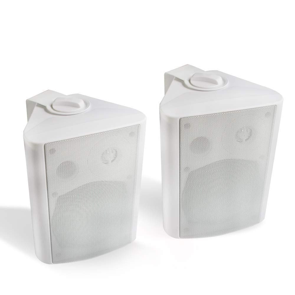 Herdio 5.25 Inch Indoor Outdoor Speakers Wired Waterproof 300 Watt Wall Mount Speakers for Patio, Deck, Garage,Covered Porch All Weather Resistance(A Pair,White)