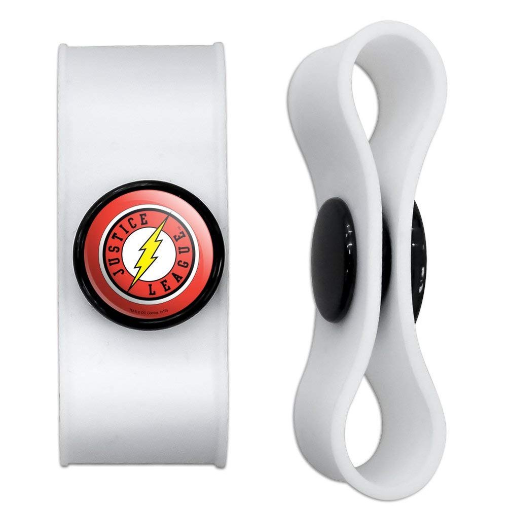 GRAPHICS & MORE Justice League The Flash Athletic Logo Headphone Earbud Cord Wrap - Charging Cable Manager - Wire Organizer Set of 2 - White