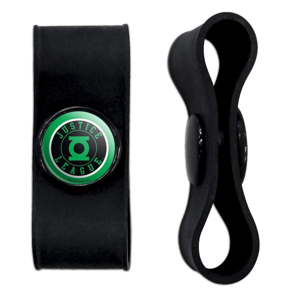 GRAPHICS & MORE Justice League Green Lantern Athletic Logo Headphone Earbud Cord Wrap - Charging Cable Manager - Wire Organizer Set of 2 - Black