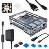 Miuzei Case for Raspberry Pi 4 with Fan, USB-C Power Supply, Micro HDMI Cable, HDMI Adapter, Aluminum Heat Sinks, USB Card Reader view 1