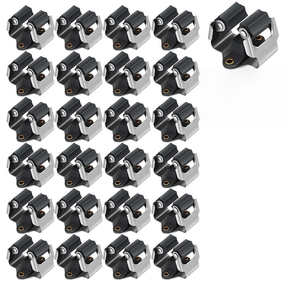 3-H Mop and Broom Holder Wall Mount 25 Pack, Broom Hanger Wall Mount for Garage Garden Shed Storage System Laundry Room Home Kitchen Organization up to 1.45 Inch(Black)