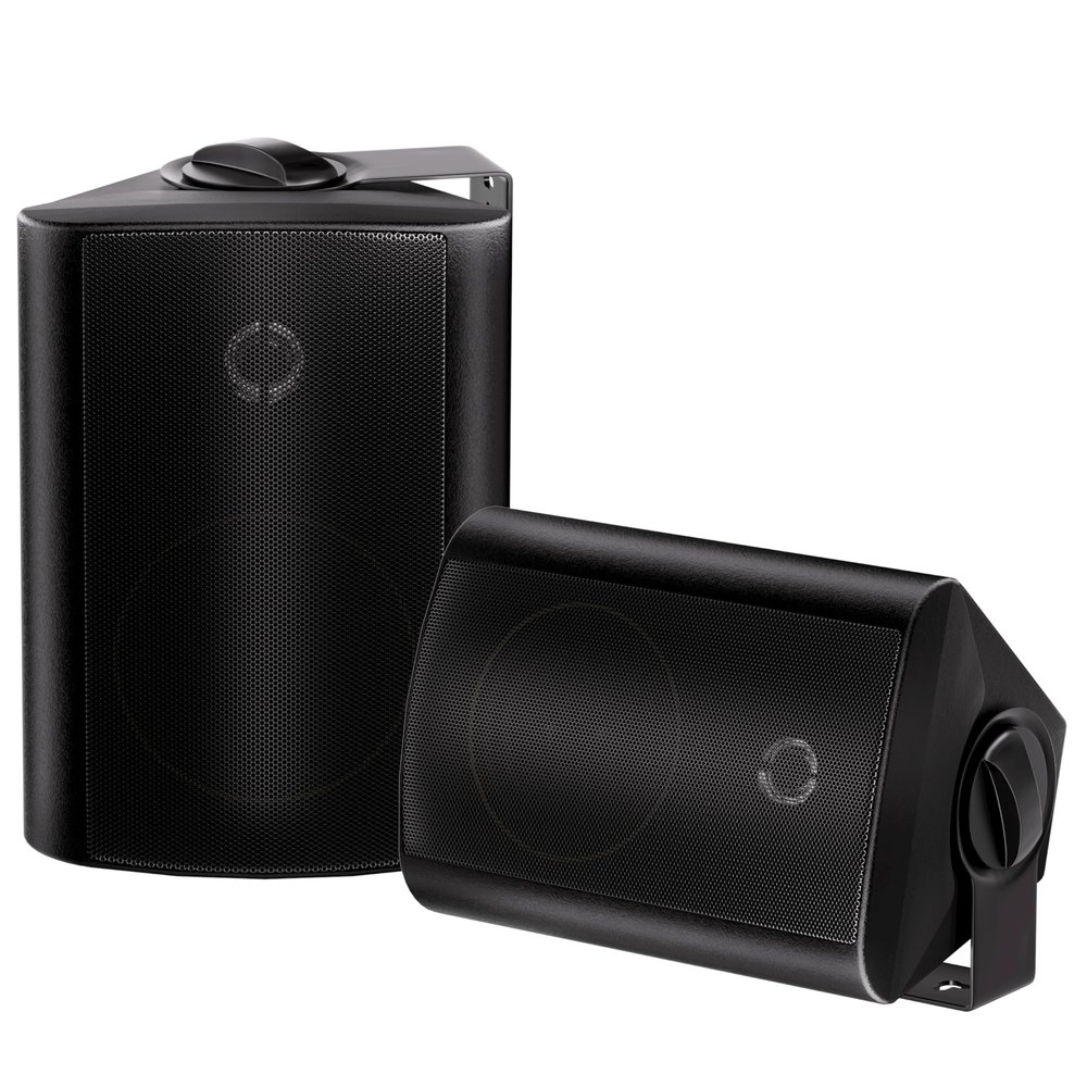 Herdio 4 Inches Passive Outdoor Speakers with 200Watt Powerful Bass Expansive Stereo Sound Coverage All-Weather Durability (Pair, Black)
