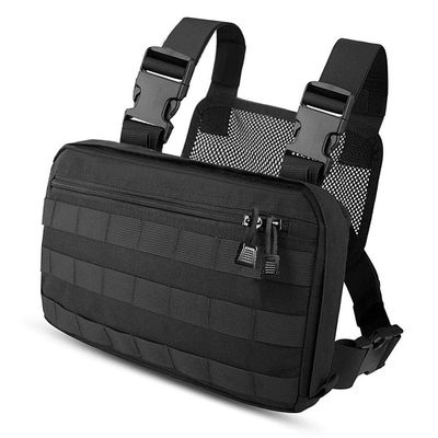 abcGoodefg Tactical Molle Radio Chest Harness Holder Holster Vest Front Pouch Outdoor Bag Pack (BLACK)