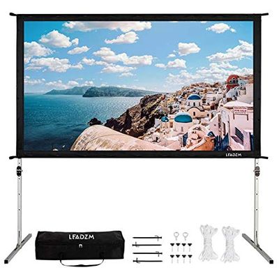 100" 16:9 Fast Outdoor/Indoor Portable Projector Screen 16:9 Foldable Movie Projection Screen with Carry Bag for Home Theater Camping Gaming Backyard Movie