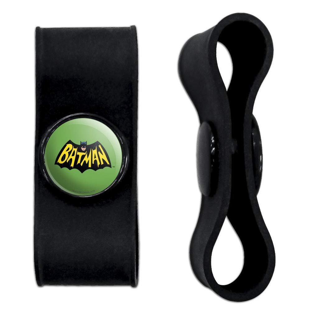 GRAPHICS & MORE Batman Classic TV Series Logo Headphone Earbud Cord Wrap - Charging Cable Manager - Wire Organizer Set of 2 - Black