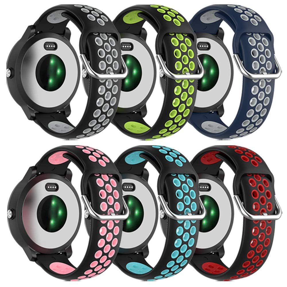 Breathable Band for Garmin Vivoactive 6/5/3, Soft Silicone Band Replacement for Garmin Venu Sq 2/Venu 2 Plus/Forerunner 55/Forerunner 165/Vivomove Sport/Vivomove Trend/Approach S40 S42 S12