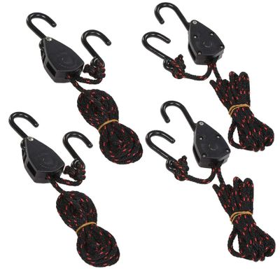 Acronde 4PCS 1/8" 8Ft Adjustable Heavy Duty Rope Hanger Ratchet Kayak and Canoe Bow and Stern Tie Downs Straps (8Ft)