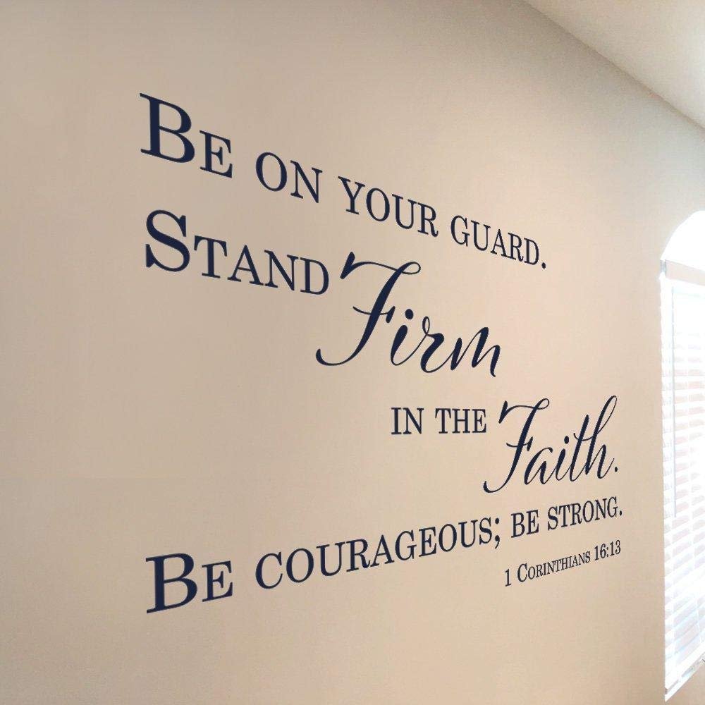 Corinthians Bible Verse Wall Decal - Scripture Removable Wall Decor for Bedroom Bible Verses Decals Quotes Stickers Stand Firm in Faith 1 Cor 16:13, q05
