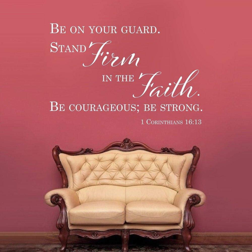 Corinthians Bible Verse Wall Decal - Scripture Removable Wall Decor for Bedroom Bible Verses Decals Quotes Stickers Stand Firm in Faith 1 Cor 16:13, q05