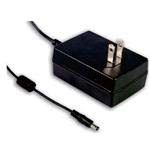 Mean Well GST18U12-P1J Wall Mount AC Adapters 18W 12V 1.5A Level VI 2 Pole AC USA Plug, DC Posi Center Barrel Plug 2.1x5.5x11mm, Input: 85~264 VAC