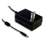 Mean Well GST18U12-P1J Wall Mount AC Adapters 18W 12V 1.5A Level VI 2 Pole AC USA Plug, DC Posi Center Barrel Plug 2.1x5.5x11mm, Input: 85~264 VAC