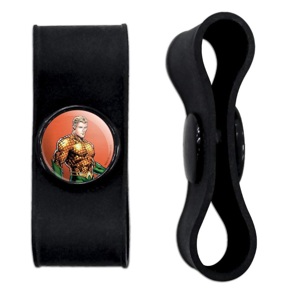 GRAPHICS & MORE Aquaman Character Headphone Earbud Cord Wrap - Charging Cable Manager - Wire Organizer Set of 2 - Black