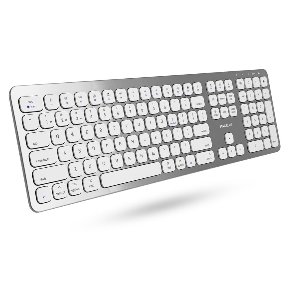 Macally Premium Bluetooth Keyboard for Mac - Compatible Apple Keyboard with Numeric Keypad - Multi Device Wireless for MacBook Pro/Air, Mac mini Pro, iMac, Laptop