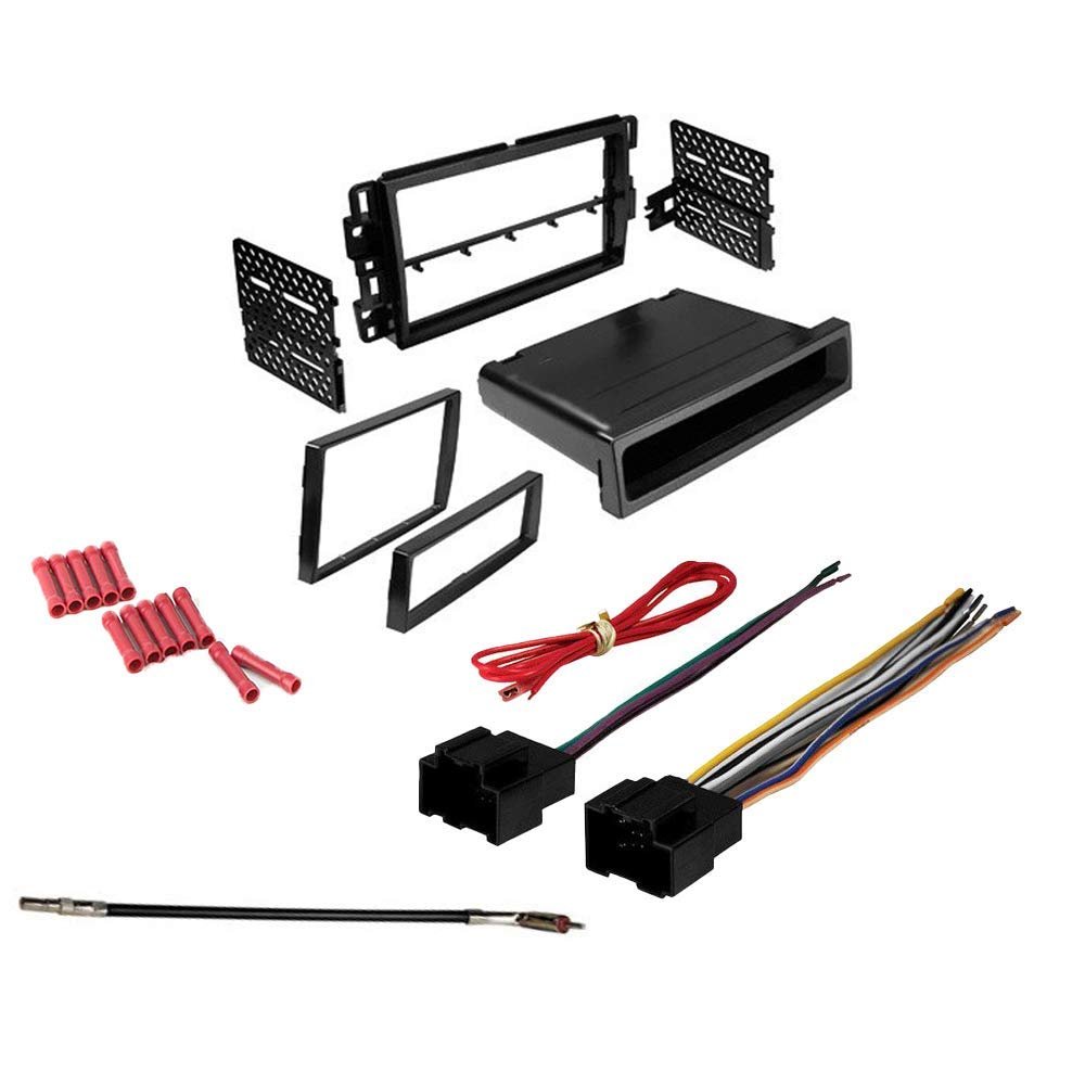 CACH KIT804 Bundle with Car Stereo Installation Kit for GMC Sierra 2007 2013 in Dash Mounting Kit, Harness, Antenna Adapter for Double or Single Din Radio Receivers (4 Item)