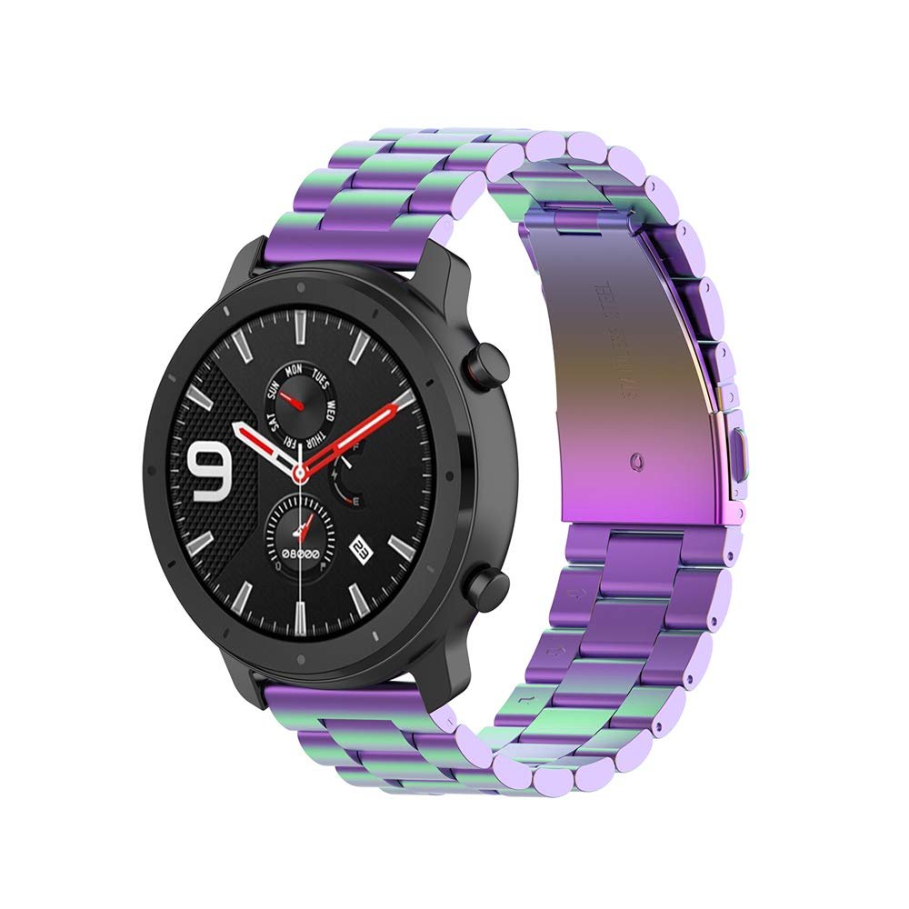 Adjustable Watchband Replacement Compatible for Amazfit GTR 47mm, Stainless Steel Band Replacement (Colorful)