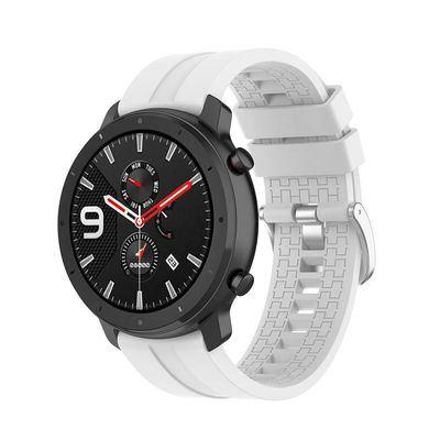 Silicone Watchband Compatible for Amazfit GTR 47mm, 22mm Wide Band Replacement, Waterproof (White)