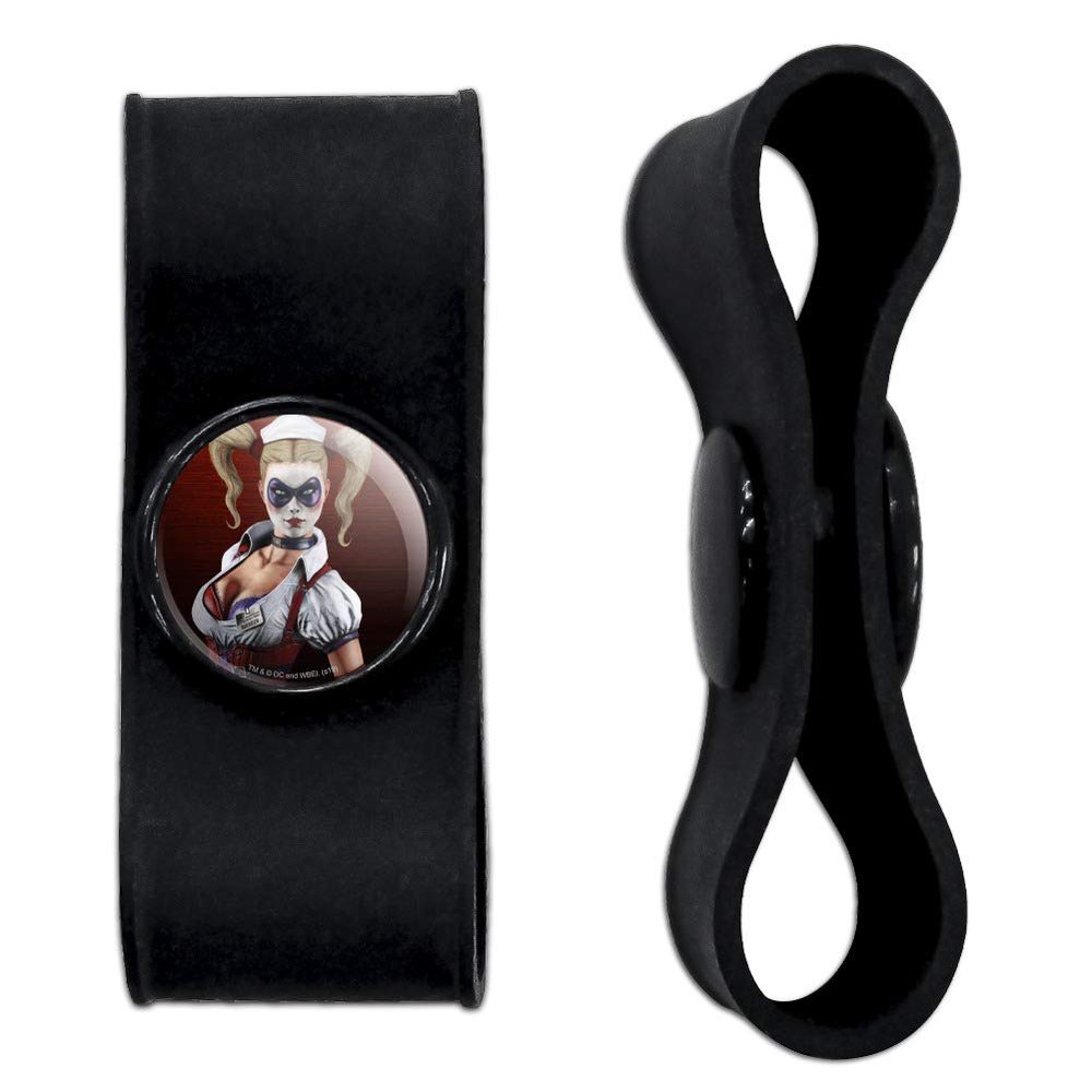 GRAPHICS & MORE Batman Arkham Asylum Video Game Harley Quinn Headphone Earbud Cord Wrap - Charging Cable Manager - Wire Organizer Set of 2 - Black