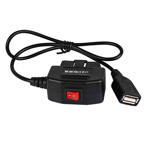 BANVIE OBD Power USB Cable for Dash Camera & GPS,24 Hours Surveillance/Acc Mode with Switch Button