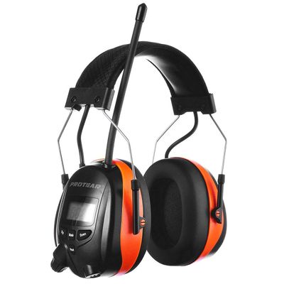 PROTEAR Bluetooth Hearing Protection Headphones with FM AM Radio25dB NRR Rechargeable Hearing Protectors, Ideal for Lawn Mowing, Construction, Chainsaw, Landscaping(Orange)