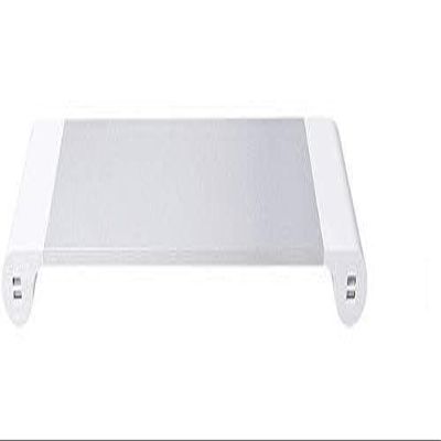 Aluminum Alloy Desktop Monitor Stand Space Bar Non-Slip Laptop Stand Riser with 4-Ports USB Charging for iMac, MacBook Pro, Air (White UK Plug)