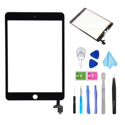 T Phael Black Replacement 7.9" Touch Screen Digitizer Glass for IPAD Mini 3 3rd Genreation A1599 A1600 IC Connector (AT&T/T-Mobile/Sprint/Verizon) Without Home Button GSM CDMA Repair Kit