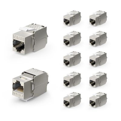 VCE RJ45 Cat6A Shielded Keystone Jacks 12-Pack, 10Gbps Easy Toolless Jacks