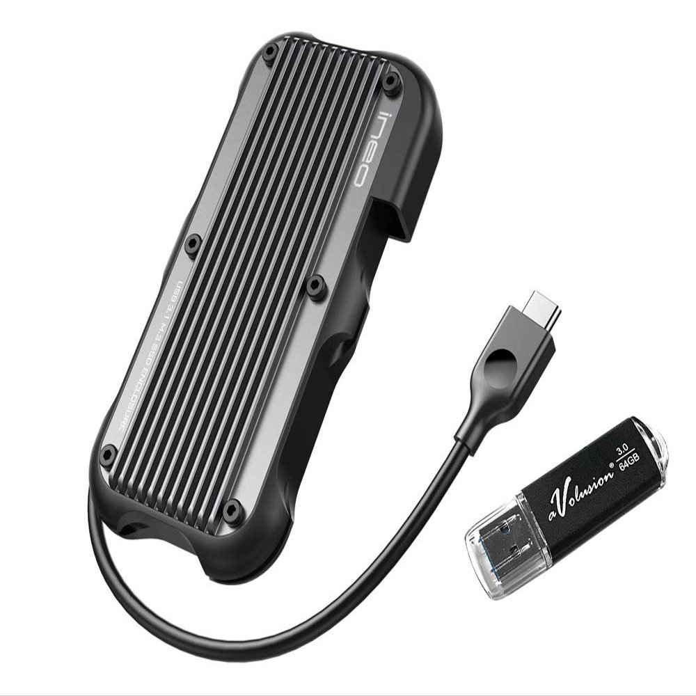 Avolusion ineo (C2594-960G+64G) Rugged Mini 960GB (1TB) USB 3.1 Portable External SSD + Free 64GB USB Flash Drive [Ultra Speed R/W up to 950MB/s] - IP66 Waterproof & Military-Grade Shockproof