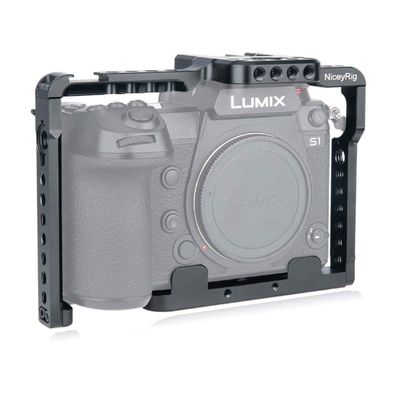 NICEYRIG Camera Cage for Panasonic Lumix S1 S1r, with Quick Release NATO Rails & 1/4 3/8 Locating Holes- 316