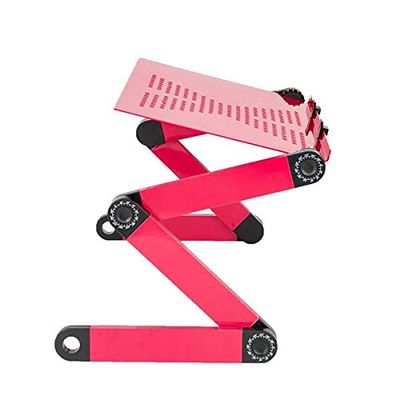 48 x 26cm Notebook Computer Stand, Adjustable MacBook Laptop Desk, Portable Home Use Executive Office Assembled Folding Table, Light Weight Ergonomic TV Bed Lap Tray Rose Red