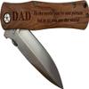 Dad - to the world you're one person but to us you are the world Stainless Steel Folding Pocket Knife with Clip, Wood view 1