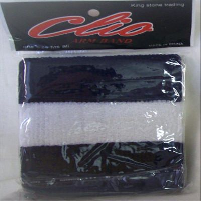 Clio New Arm Sweatband Black and White Striped (1)