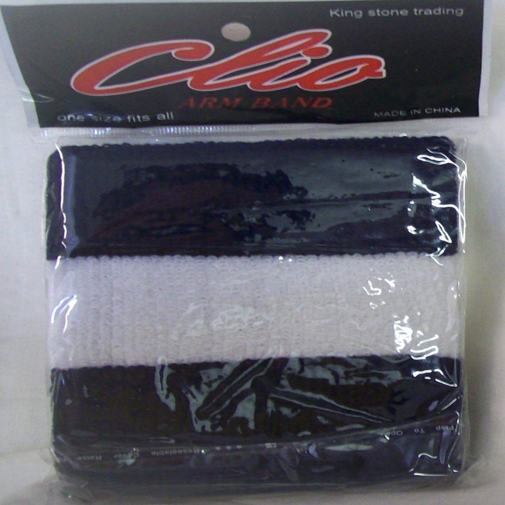 Clio New Arm Sweatband Black and White Striped (1)