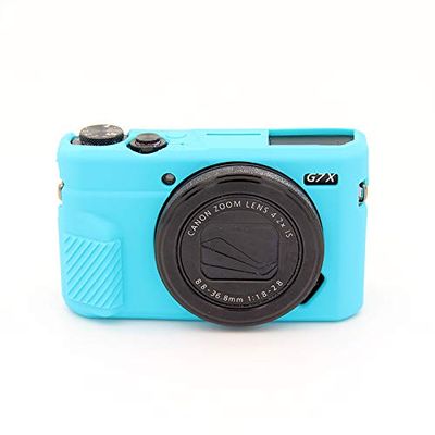 G7 X Mark III Case, BolinUS Fullbody Ultra-Thin Lightweight Rubber Soft Silicone Housing Case Bag Cover for Canon PowerShot G7 X Mark III/Mark II (Blue)