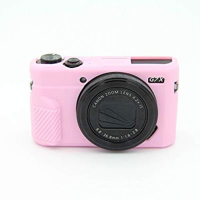 G7 X Mark III Case, BolinUS Fullbody Ultra-Thin Lightweight Rubber Soft Silicone Housing Case Bag Cover for Canon PowerShot G7 X Mark III/Mark II (Pink)